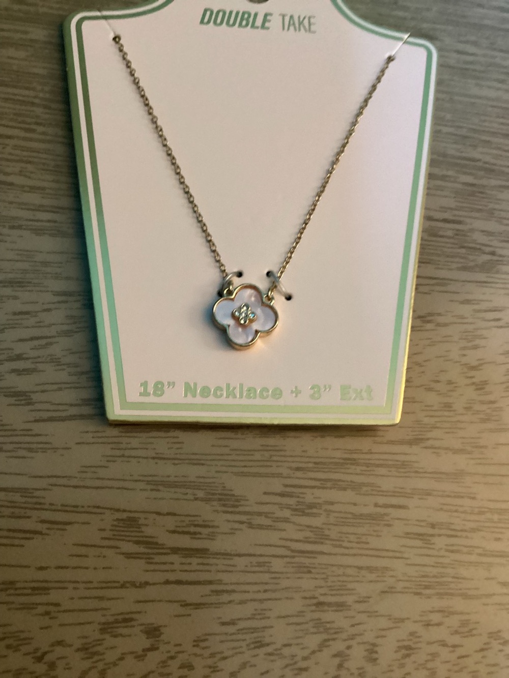 Buy Now Double Take Clover Charm Goldtone Necklace New - Picture 3 of 6